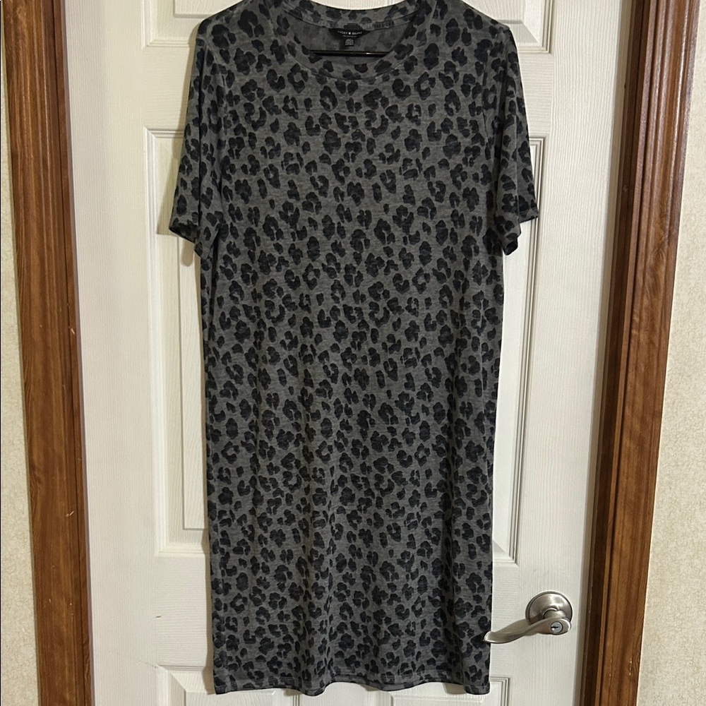 Lucky Brand Charcoal Leopard Midi Dress